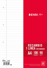 RECAMBIO FOLIO 100H HORIZONTAL 4 TALADROS ENRI | 1 UNIDADES | (ENRI 2000, S,A,)